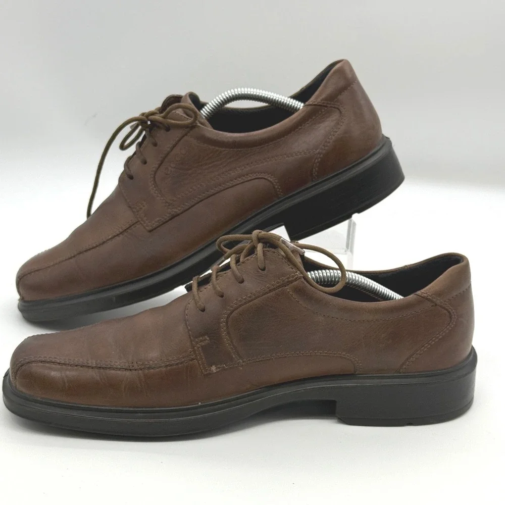 ECCO Mens 10 Casual Dress Shoes‎ Brown Leather Oxford Lace Up Comfort Classic